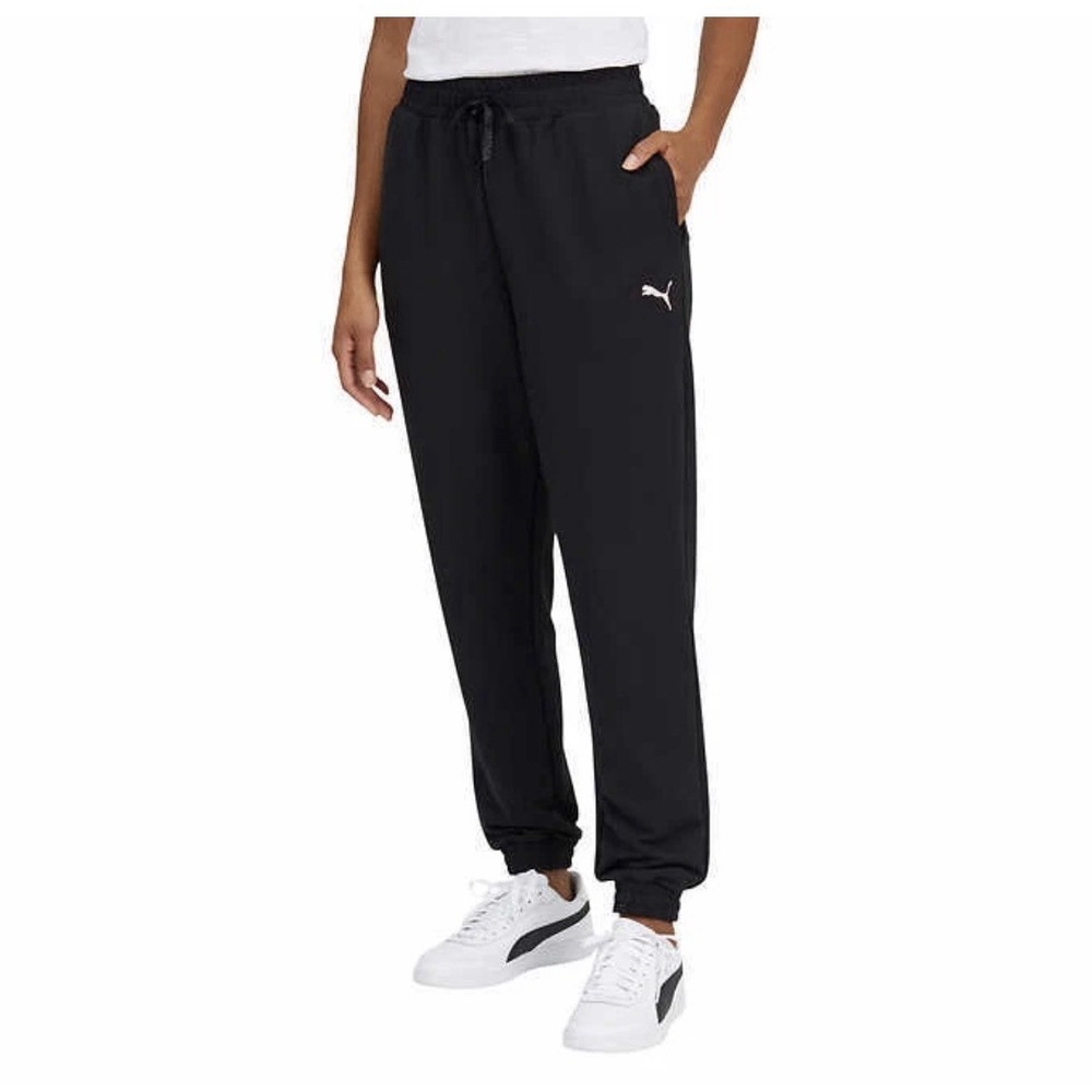 Puma Sweatpants Joggers BLACK Women's Small Elastic Ankle Drawstring Waist